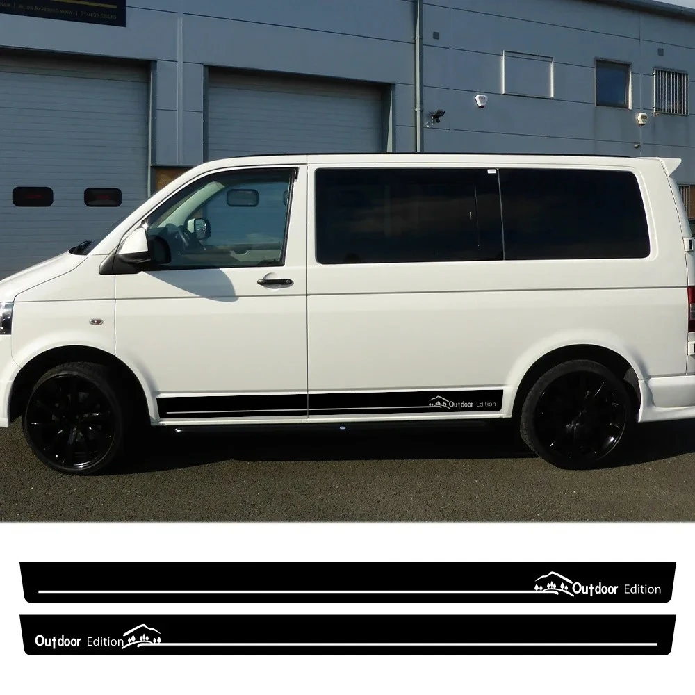 2PCS Car Door Side Stickers For Volkswagen Multivan Transporter Caravelle T5 T6 Vinyl Decals Outdoor Edition Auto Accessories view 2