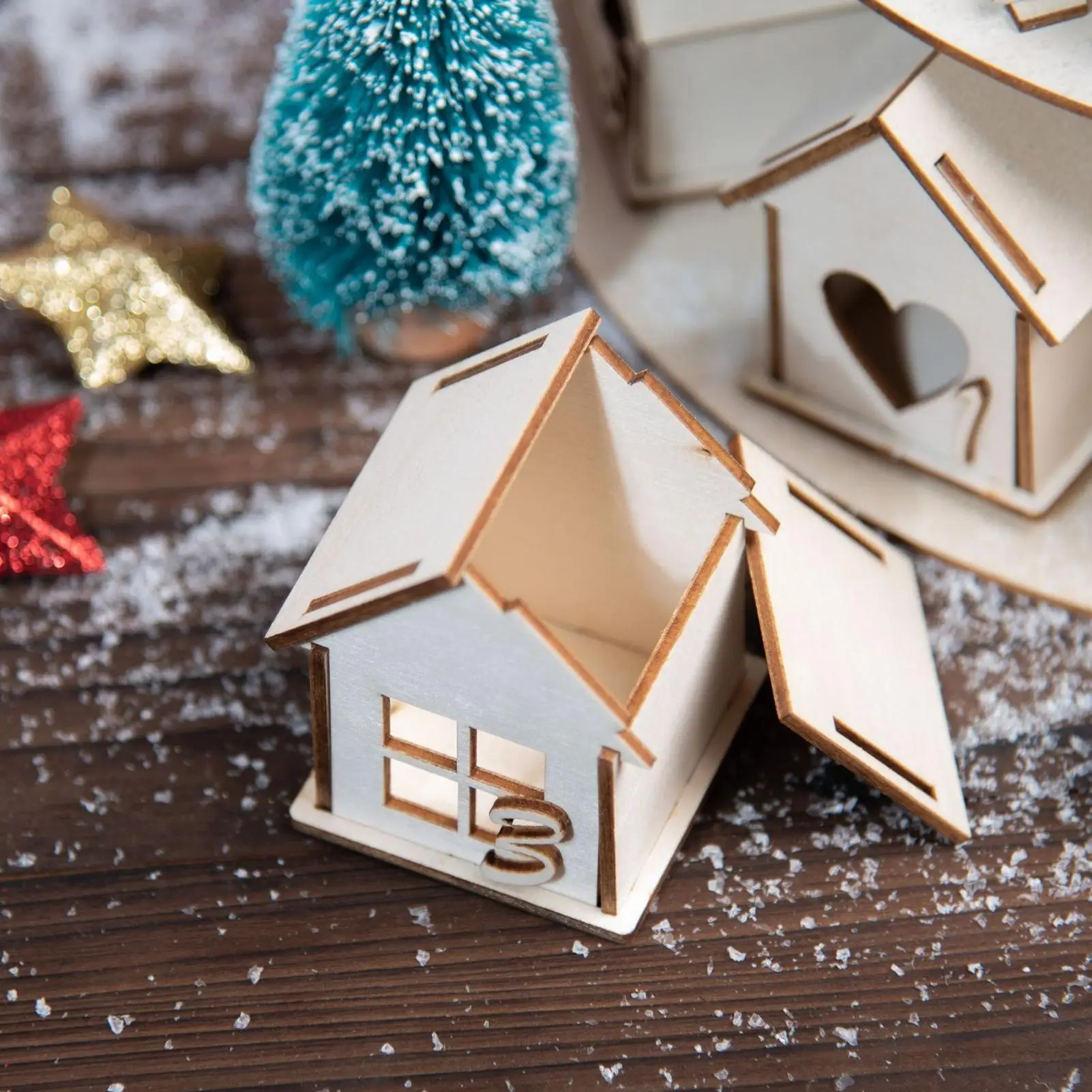 Casa vazia de contagem regressiva de natal, decoração festiva de advento, 24 casas vazios de contagem regressiva de advento para preencher crianças, família, meninas e mulheres