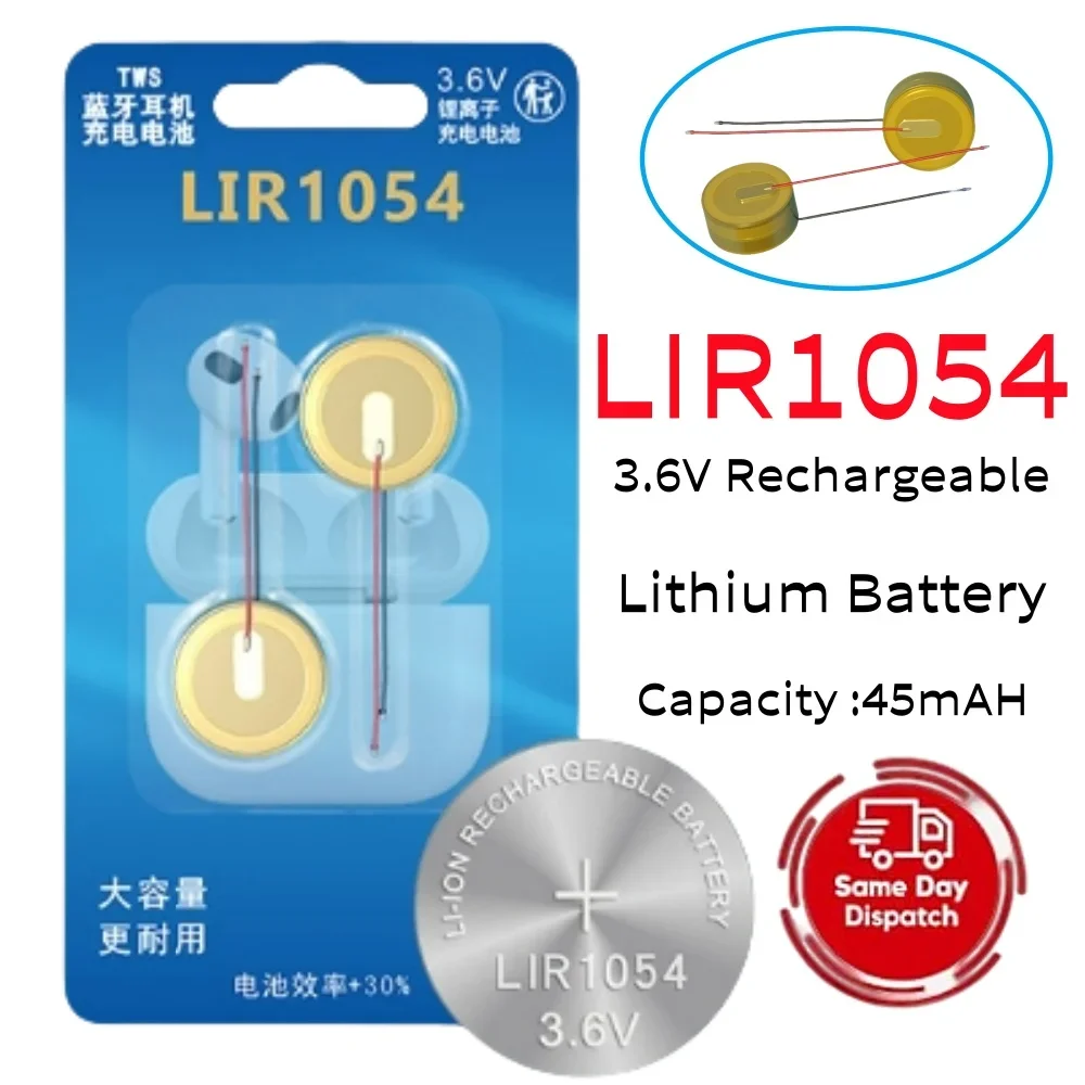 LIR1054 45mAh 3.6V akumulator guzikowy do słuchawek Bluetooth TWS smart wear — zdjęcie produktu 3