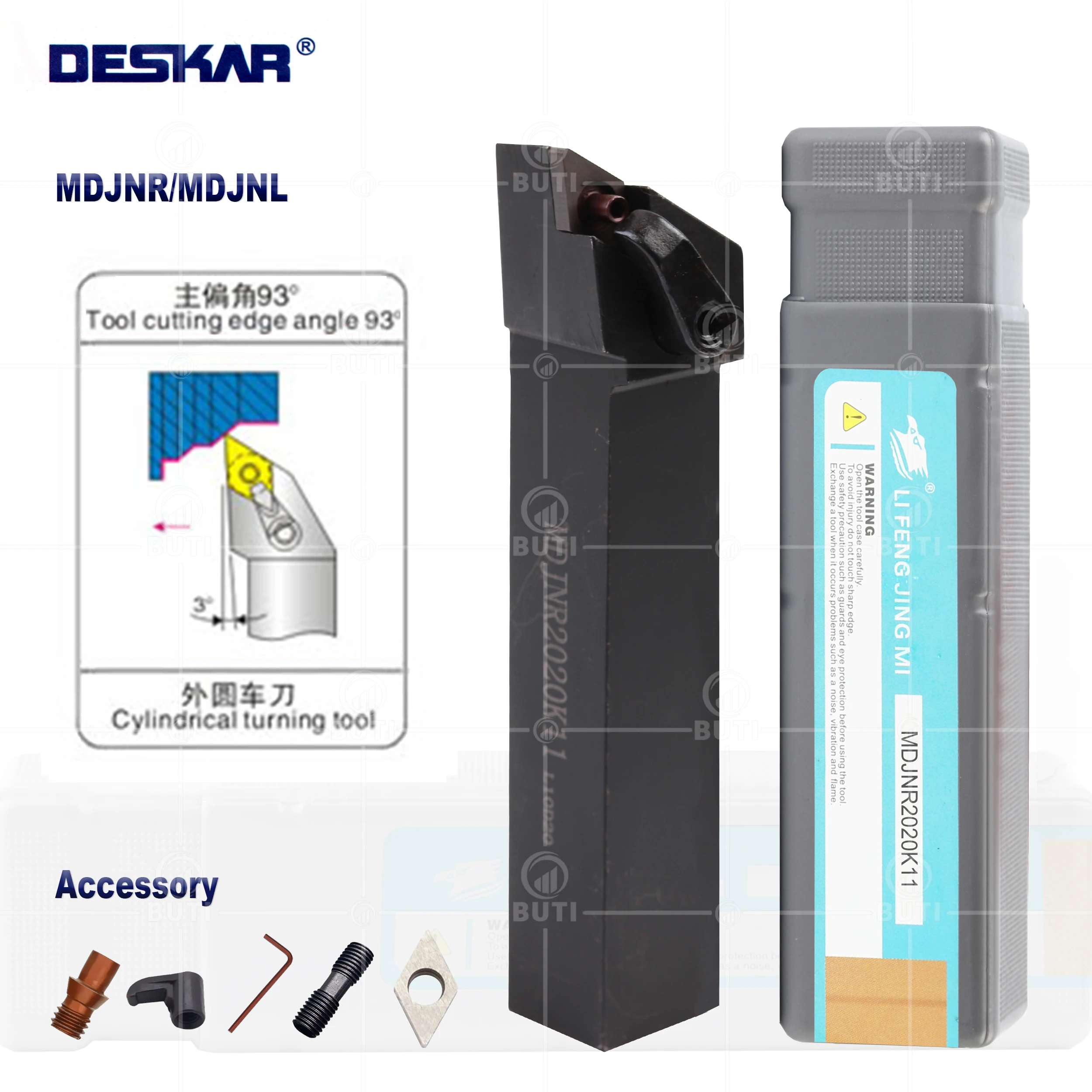 Deskar-external Turning Tools Holder Usado para Dnmg Carbide Inserts 100 Original Mdjnr1616h11 Mdjnr2023k11 Mdjnr2525m11 Mdjnr
