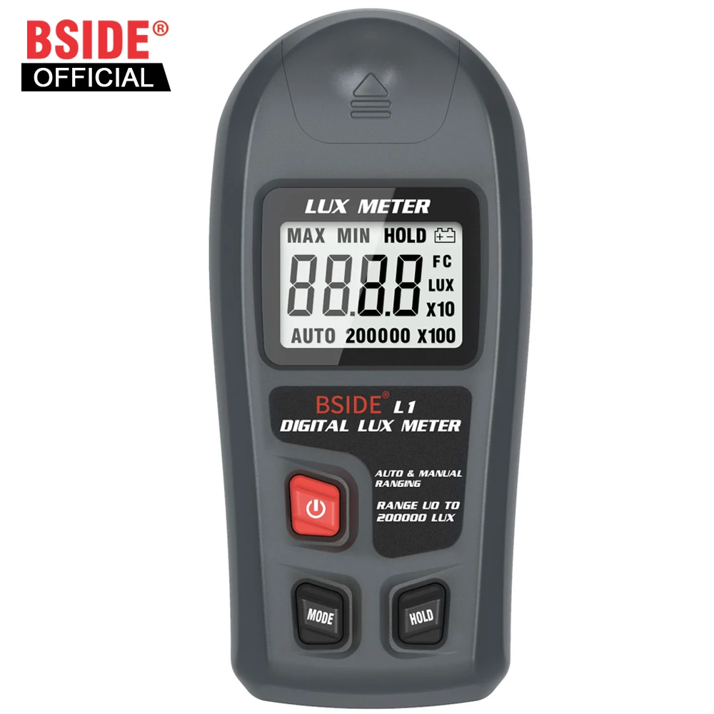 BSIDE Lux Meter Digital Illuminometer 0~200,000lux LCD Pocket Light Meter Lux/FC Measure Tester Sensor Photometer Luxmeter