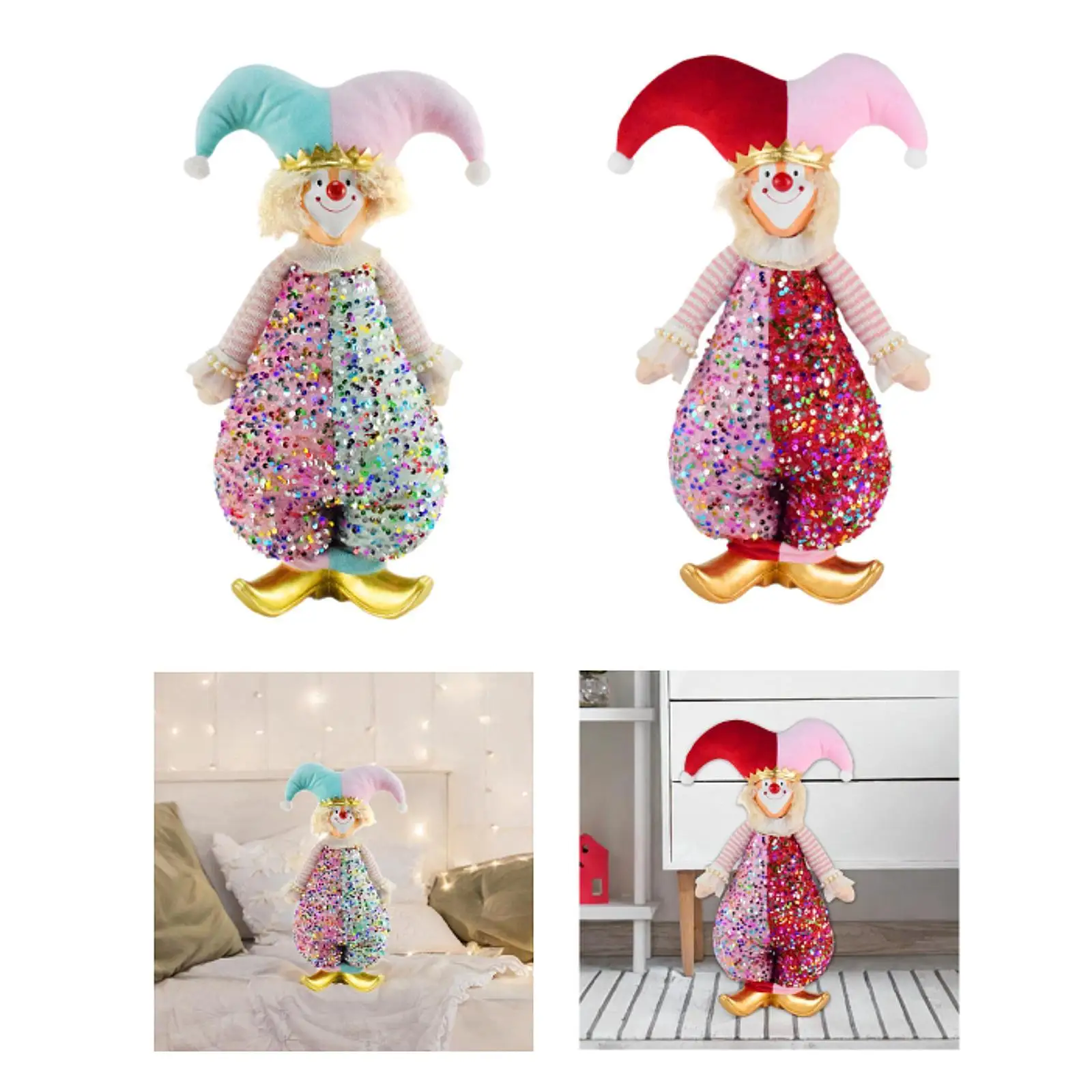 

Handmade Christmas Clown Doll Ornament for Christmas Accessories to Decorate Living Room Kitchen Office Holiday Party