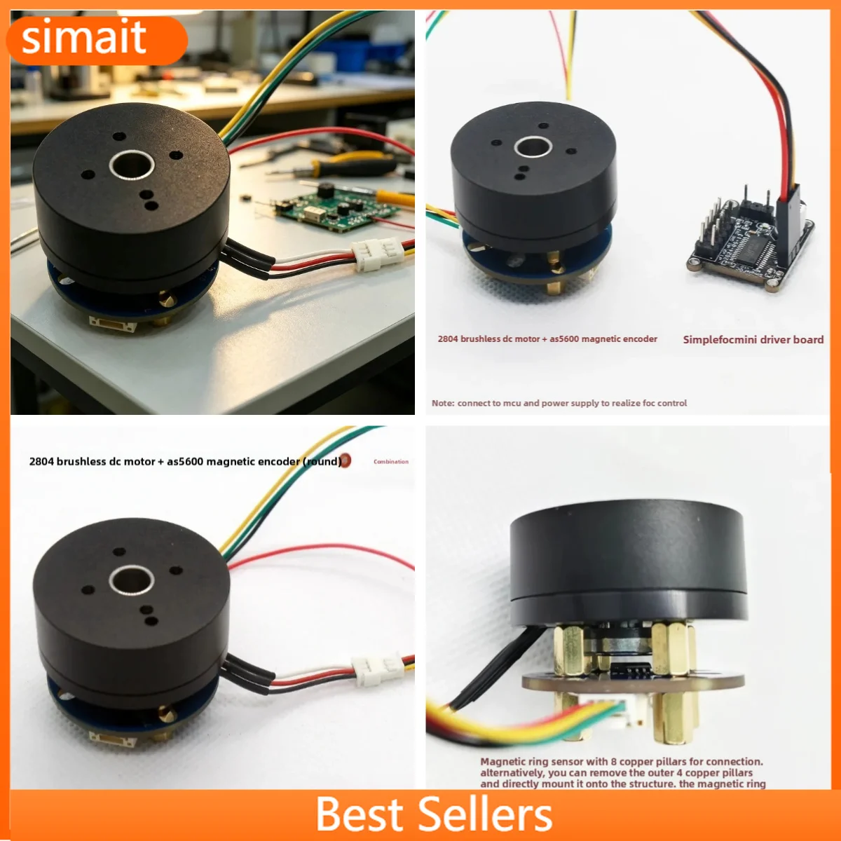2804 High Precision BLDC Motor Magnetic Encoder AS5600/MT6701 FOC Driver Board Hollow Shaft Pan Tilt Servo Robot DIY