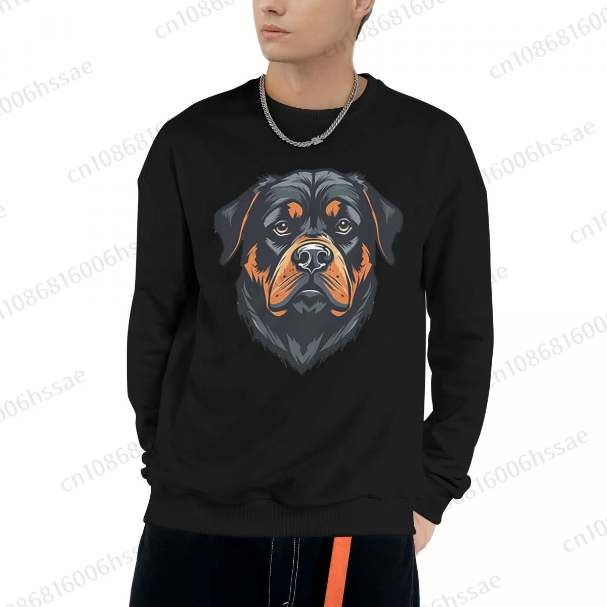 Rottweiler Dog Men Woman Fall Winter Sweatshirt Round Neck Long Sleeve Length Casual Top