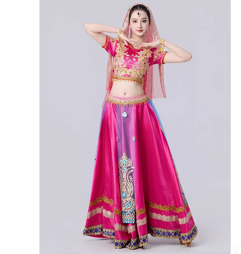 Retro Exotic Indian Dance Costume Floor-Length Skirt Set view 2