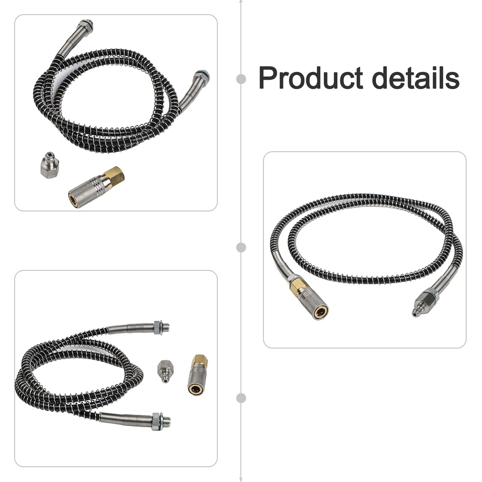 100cm High Pressure Hose with M10x1 Female Thread for Air Compressor Air Pump Rated Pressure 63Mpa Copper Quick Disconnect