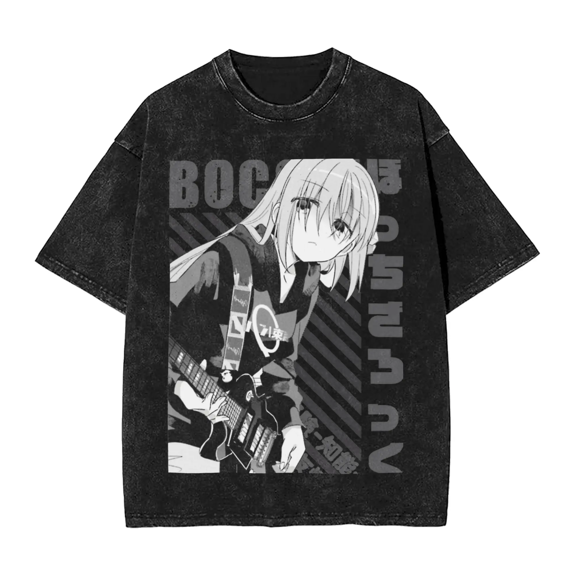 

Промытые футболки Bocchi the Rock Hitori Gotou, футболки в стиле хип-хоп, уличная одежда в стиле аниме, топы из 100% хлопка с принтом, мужская футболка