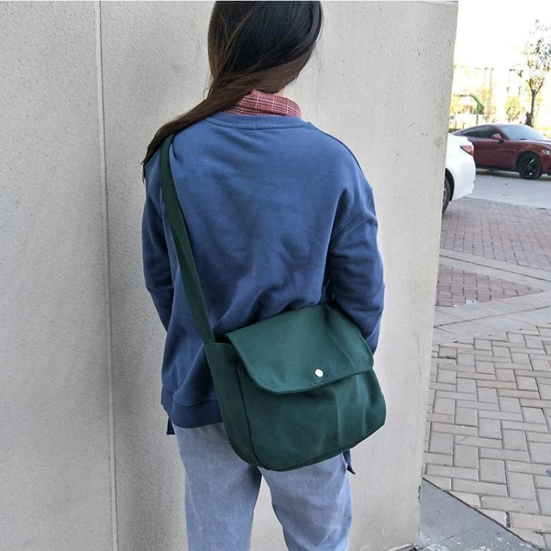 

Canvas Bag Korean Version Versatile for Female Students Simple for Men and Women Adjustable Shoulder Straps Crossbody Bags