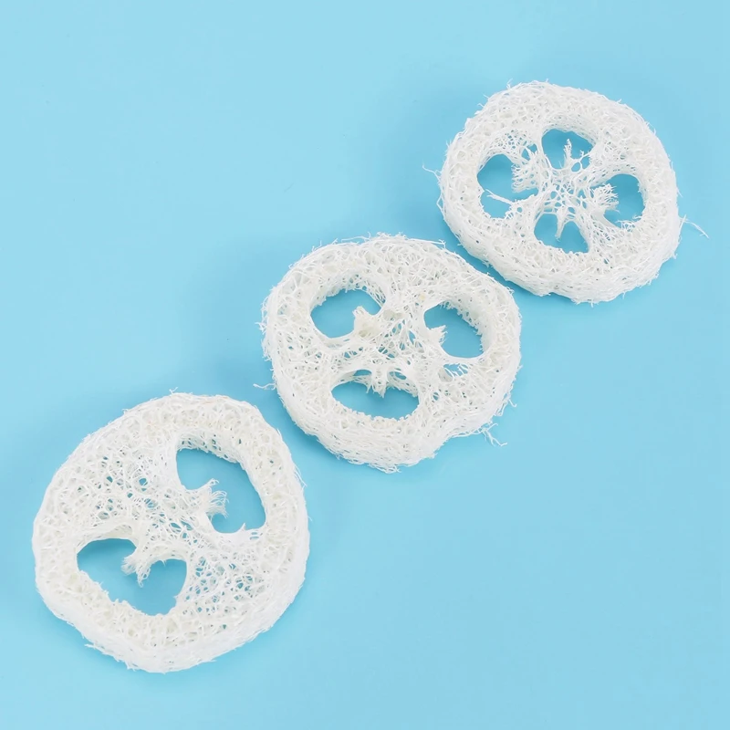 Natural Loofah Slice, DIY Personalizar Ferramentas Sabão, Limpador Esponja Scrubber, Sabonete Facial, 4-6cm de largura, 150Pcs