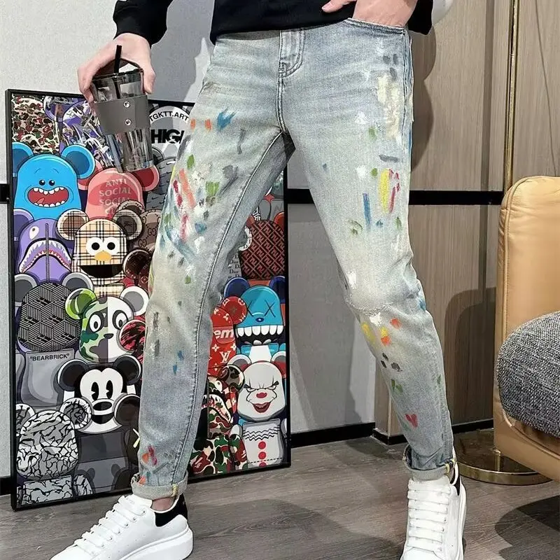 

Мужские джинсы Waed в винтажном американском стиле, весенне-осенние, свободные, в стиле High Street, длинные брюки, модные молодежные повседневные джинсы