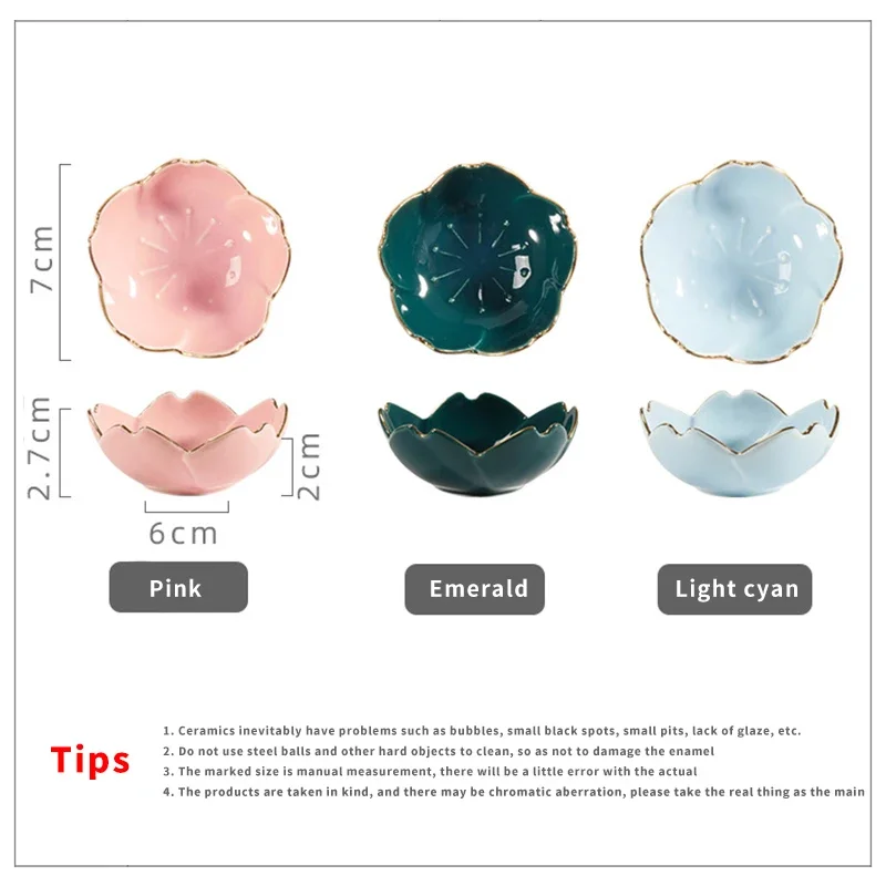 Creative Japanese Sakura Ceramic Dish Cherry Blossom Kawaii Plate Sauce Dish Flower Bowl for Kitchen Sauce Vinegar Dishes