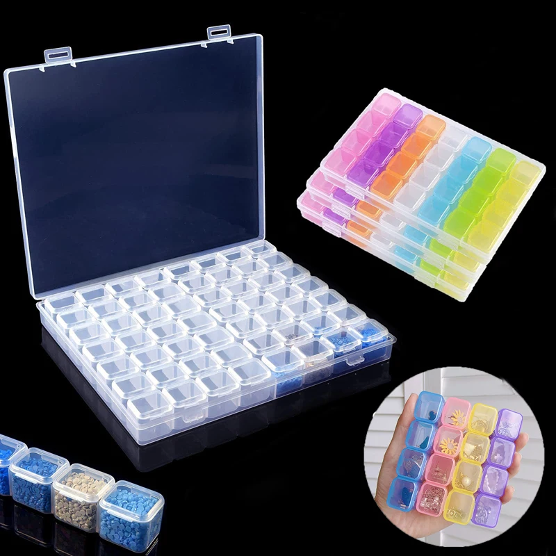 28/56 Grids Jewelry Storage Box Portable Earrings Ring Plastic Boxes DIY Diamond Painting Nail Art Beaded Container Organizers.