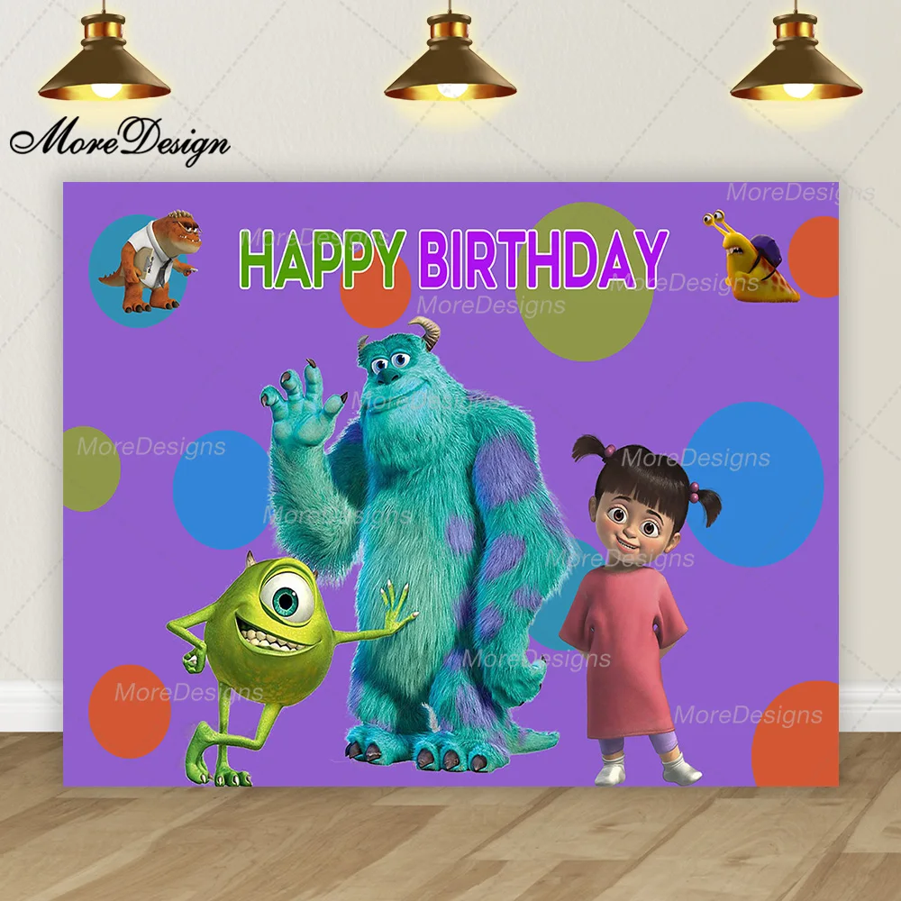 Disney Monsters Universiteit Achtergrond Kids Verjaardagsfeestje Decor Vinyl Polyester Fotografie Achtergrond Baby Shower Banner