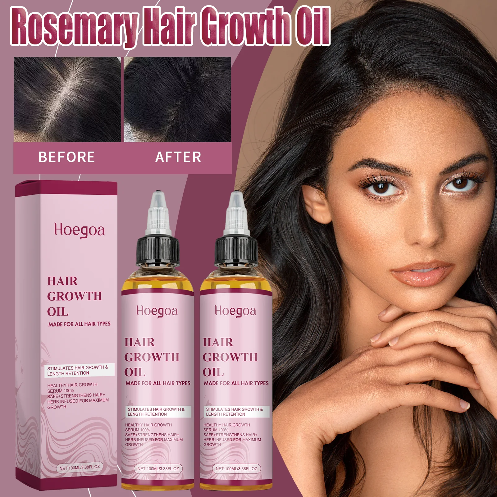 

Hair Growth Oil With Rosemary Castor Seed Oil Strengthening Split Ends Repair Treatment 100ml For Dry Frizzy Hair Nourishing