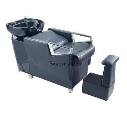 

XX39Barber shop ceramic basin flush bed light luxury beauty hair salon shop half lying shampoo bed