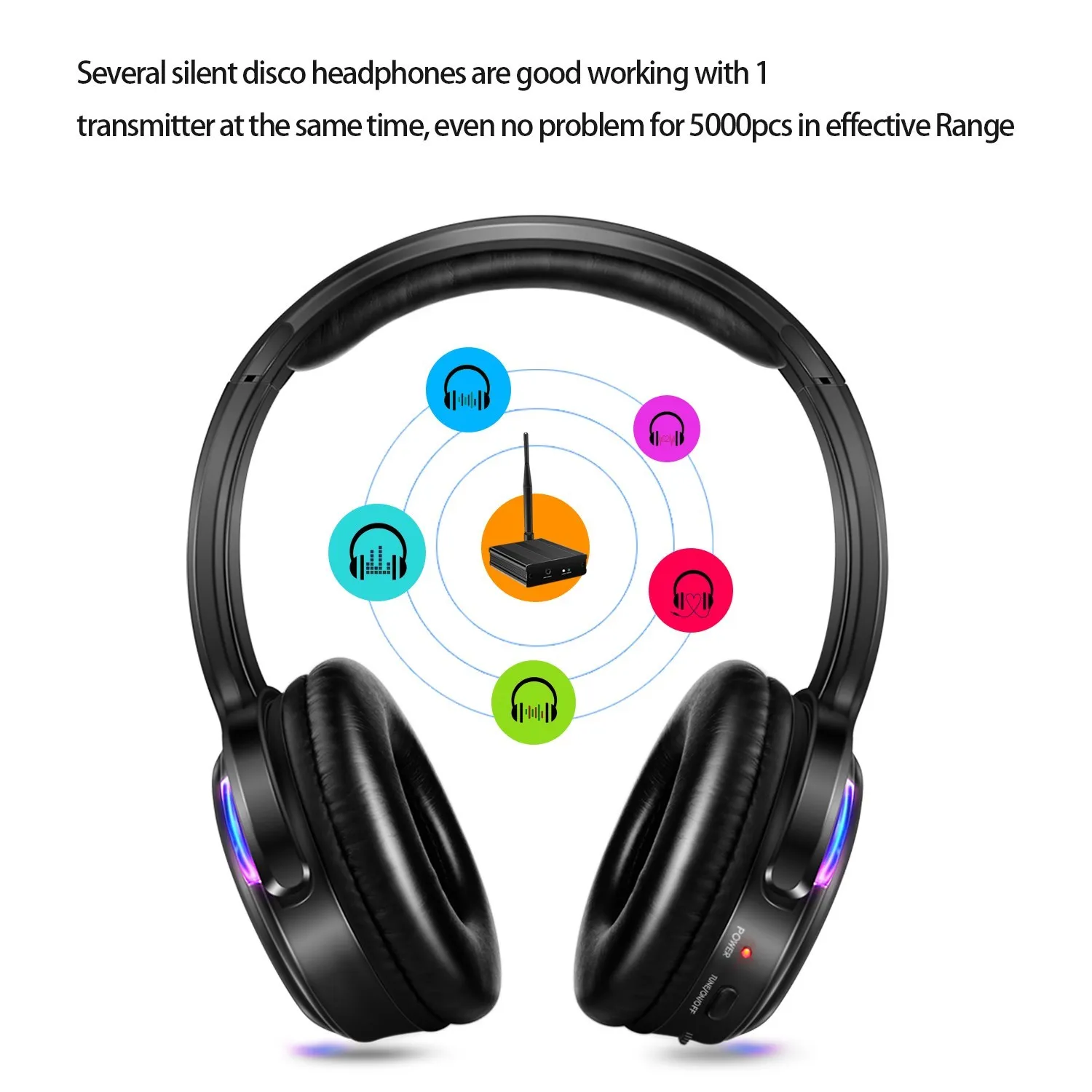 Imagem -04 - Disco Led Headphones com Light Logo Bundle Recarregável Silencioso sem Fio 10 Pcs Headsets Transmissor