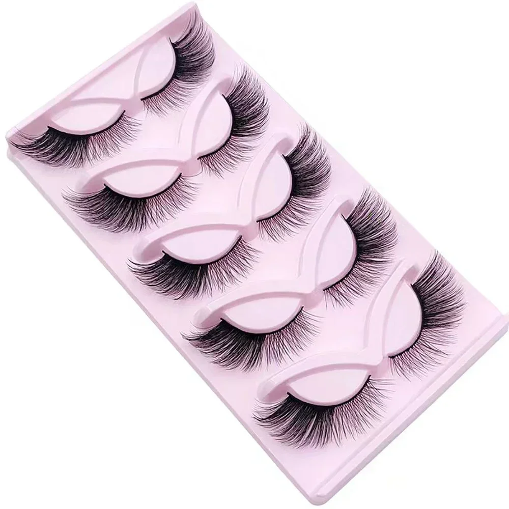 5 Paar flauschige falsche Wimpern, Fox Cat Eye Lashes Geflügelte falsche Wimpern mit Eyeliner-Effekt, natürlicher Look, 3D-Wimpern