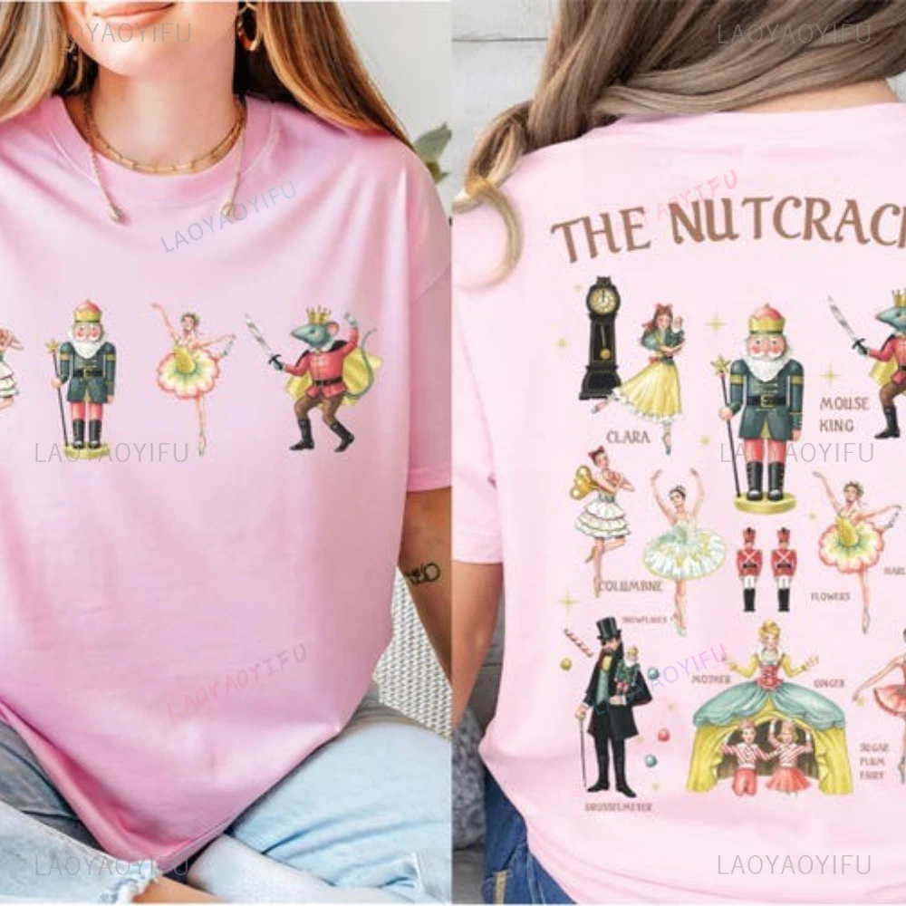 عيد الميلاد عطلة حزب الجرافيك التي شيرت كسارة البندق جميل نمط الباليه عارضة المحملة مضحك الصيف أزياء القطن المرأة تي شيرت