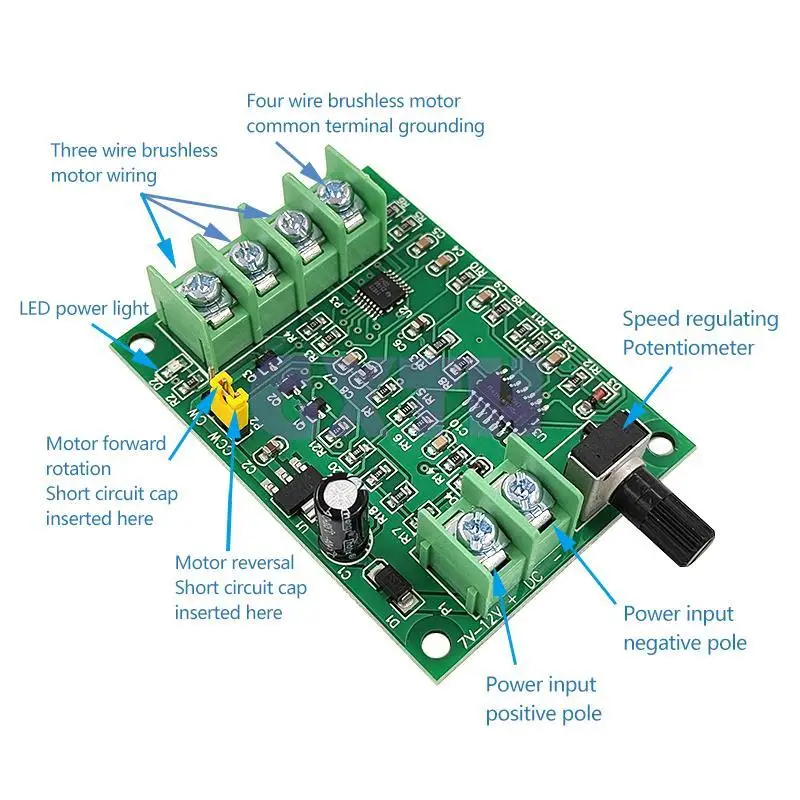 Scheda Controller Driver motore DC senza spazzole 7V 12V con protezione da sovracorrente a tensione inversa per motore disco rigido 3/4 fili