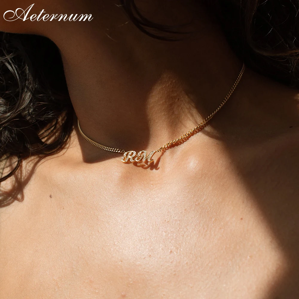 สร้อยคอชื่อสั่งทำสำหรับผู้หญิง พร้อมจี้เพทายสแตนเลส เครื่องประดับเพชรคุณภาพดี ของขวัญวันหยุด