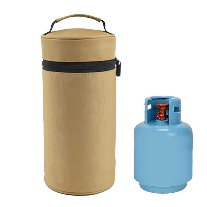 Camping Tableware Bag Cylindrical Design Outdoor Burning Air Tank Storage Bag Burning Air Tank Hand-Held Case Anti-Collision For