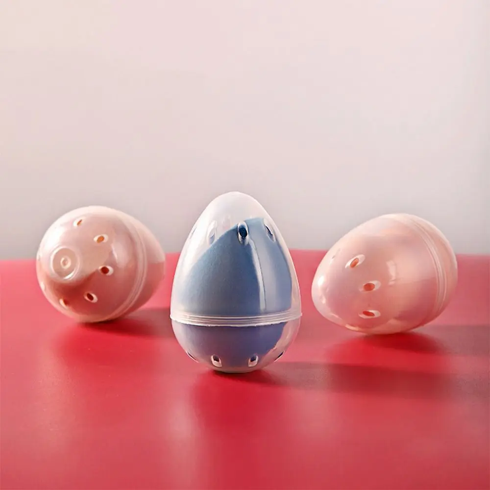 Transparent Beauty Egg Organizer Oval Dustproof Cover Makeup Puff Holder Beauty Accessories with Hole Eggshell Makeup Tool Box