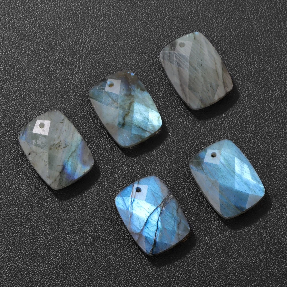 1 PC Strong Luster Natural Labradourite Charms Waterdrop Square Shape Stone Pendant For Jewelry Making Necklace DIY Earrings view 5