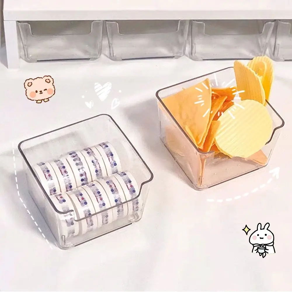 INS style Acrylic Notebook Storage Box Stackable Fridge Storage Bin Transparent Fruit Food Cosmetic Jewelry Organizer Containers