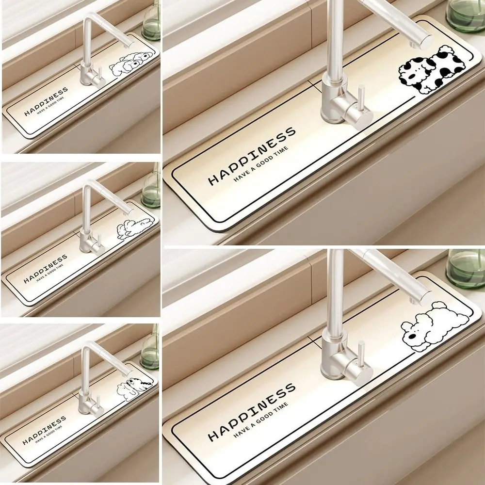 Cartoon Animals Faucet Draining Mat Multifunction Anti Splash Sink Splash Mats Quick Dry Convenient Countertop Protector