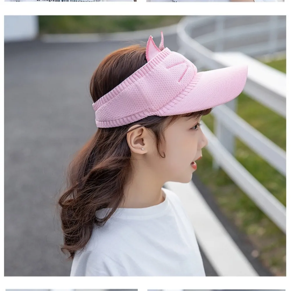 Clearance Summer Children Baseball Cap Cartoon Mesh Empty Top Hat Large Brim Elastic Visor Cap Four Seasons