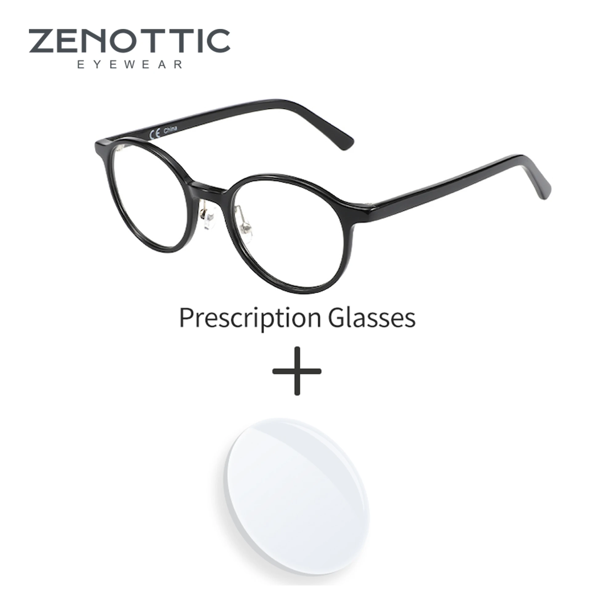 ZENOTTIC  Acetate Prescription Glasses Women Round Progressive Full Rim Eyeglasses Myopia Hyperopia Anti-Blu-ray