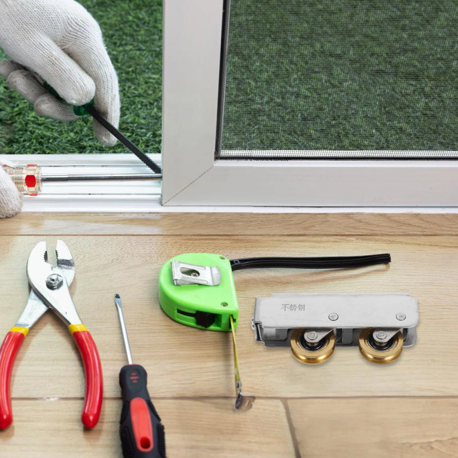 

Stainless Steel Door Pulley Roller Smooth Operation Sliding Door Replacement Wheel Guide Roller Bearing for Cupboard Barn Window