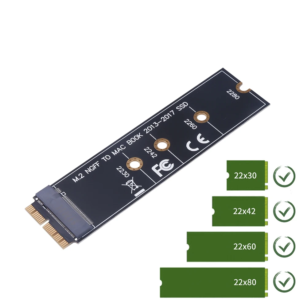MacBook Air Pro Retina 2013-2017 용 M.2 NVME SSD 변환기 어댑터 카드 A1465 A1466 A1398 A1502 용 NVME/AHCI SSD 업그레이드 키트