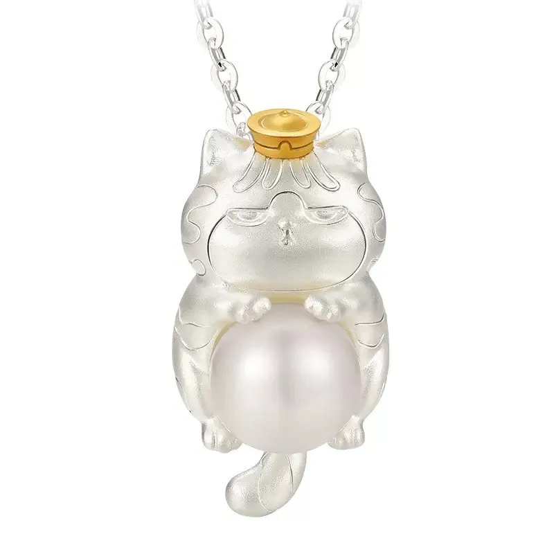 

2024 New Year's Joint Series Freshwater Pearl Necklace Female Luxury Cartoon Fat Cat Sweater Chain Gift