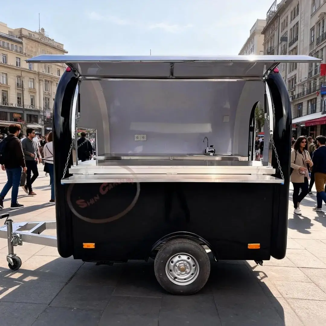 

Outdoor Gourmet Vending Cart Internet-Famous round Food Trailer Scenic Spot & Market Mobile Snack Cart for Campsite