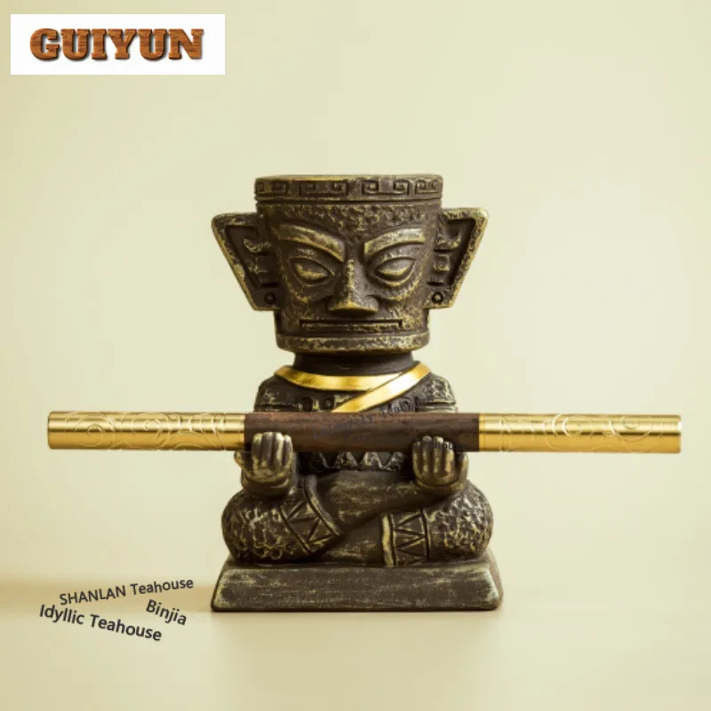 Sanxingdui Tea Pet Creative Flowerpot Landscaping Tea Figurine Play Toys Tea Statue Ornaments Can Be Raised Drinkware Collection