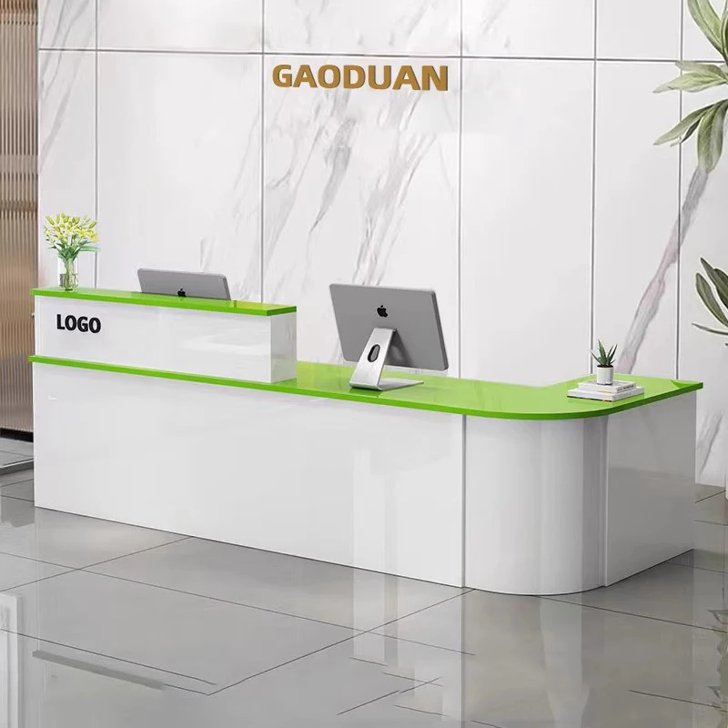 مكاتب الاستقبال الخشبية الحديثة متجر الجمال الصناعي الفاخر بار فندق مطعم مكاتب الاستقبال تصميم مكتب الأثاث العصري