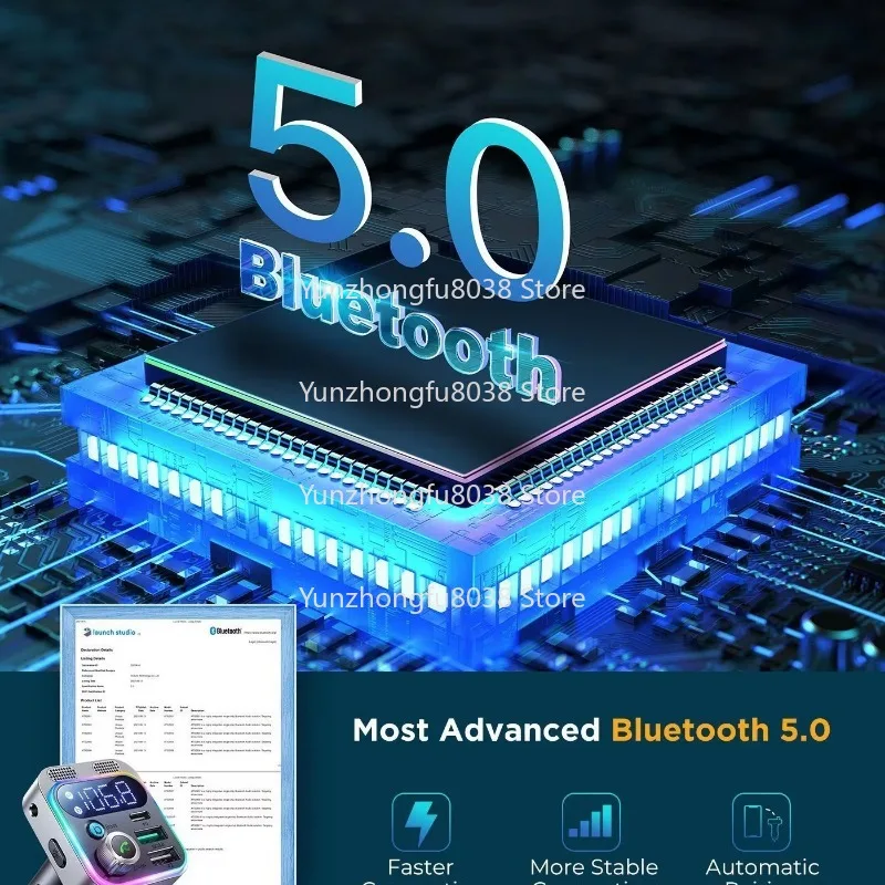 P17 سيارة جديدة شحن سريع 4 في 1 شاحن كابل تلسكوبي ، جهاز إرسال FM جهاز استقبال ستيريو مشغل Mp3 للسيارة #4