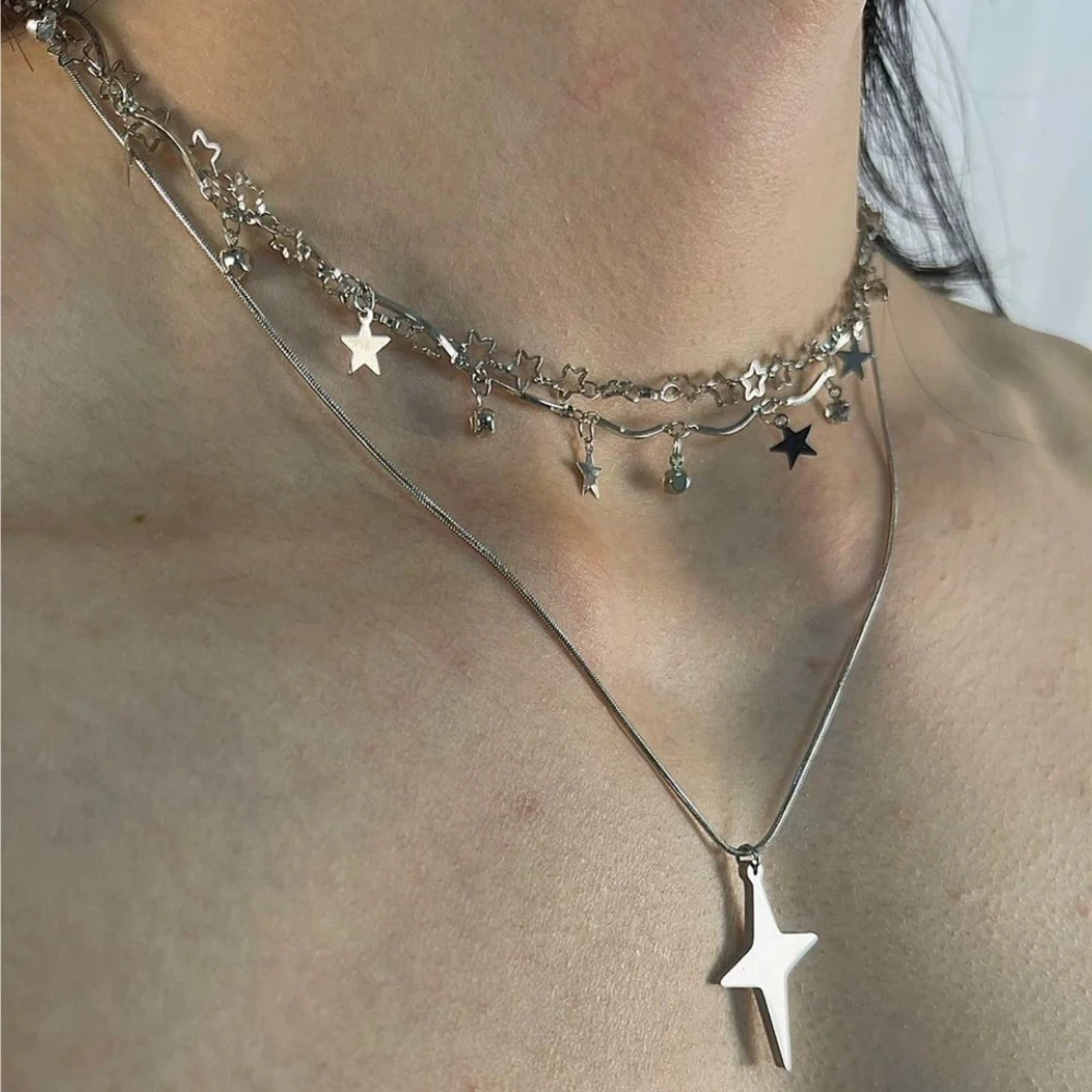 

Punk Four Pointed Star Pendant Titanium Steel Chain Necklace for Men Women Hip-hop Harajuku Unisex Y2K Jewelry Accessories Gifts