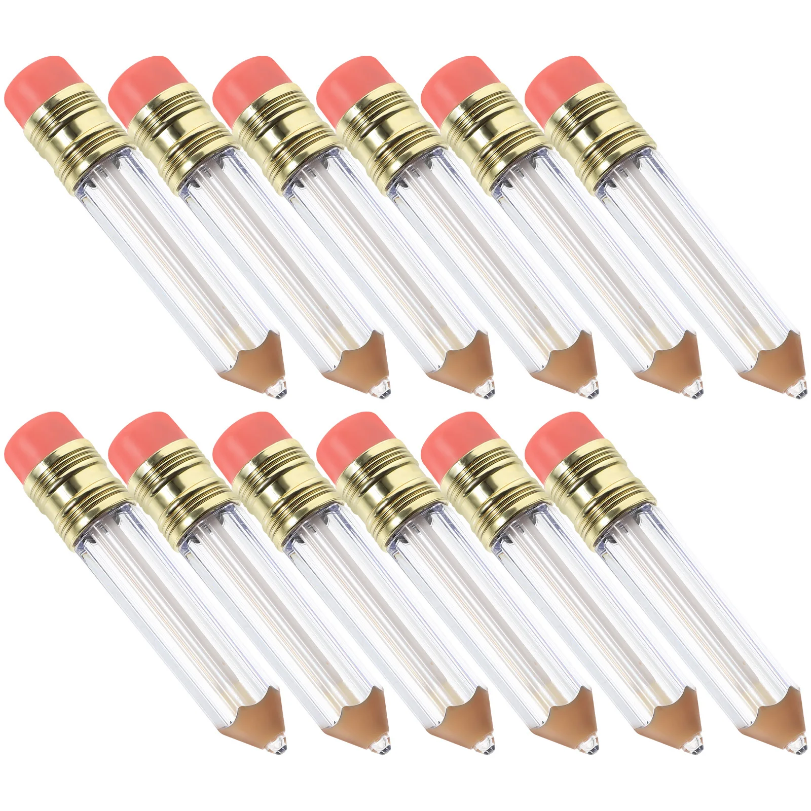12pçs tubos de brilho transparente, recipientes de lápis vazios, recarregáveis, tamanho de viagem, recipiente de bálsamo diy para óleo labial, loção corporal