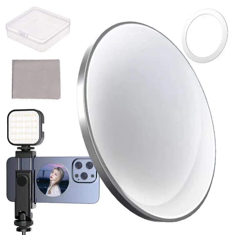 Magnetic Selfie Mirror for Back Camera Slim Phone Convex Mirror for iPhone 15 14 13 Max Plus for Selfies Vlogging Live Streaming