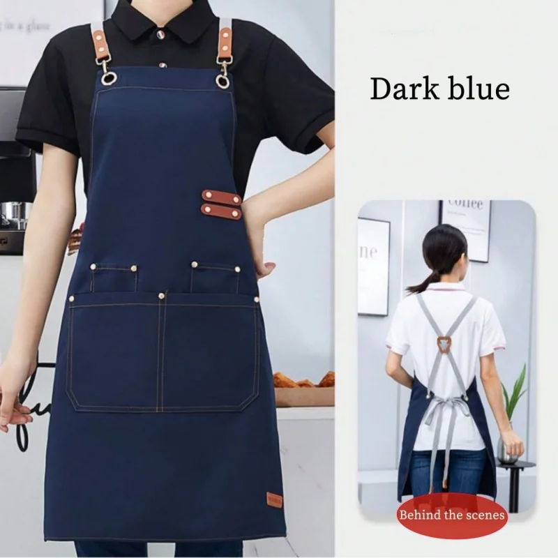 Perfessional Kitchen Apron Women Waterproof Grill Apron With Pockets Mandil Woman Taller Waiter Apron Nail Salon