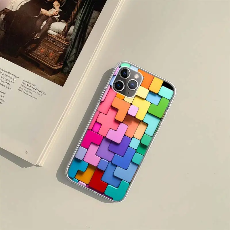 3D Colorful Block Phone Case For Apple Iphone 15 14 13 16 Pro Max Cover 11 12 Mini Fundas X XS Max XR 8 7 Plus Capa Shell Coque