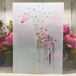A4 29cm Butterflies Giraffe DIY Layering Stencils Wall Painting Scrapbook Coloring Embossing Album Decorative Template