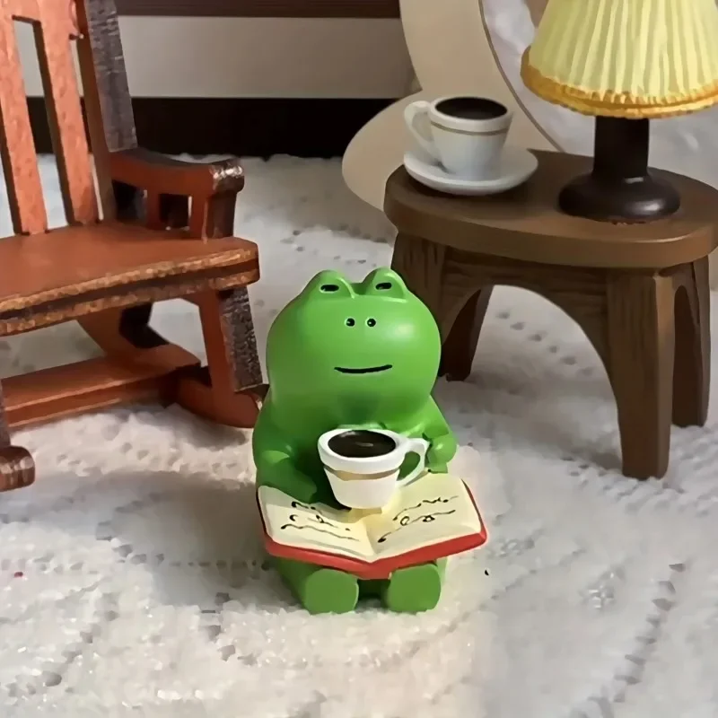 Cute Frog Ornaments Frog Rocking Chair Lamp Figurines Coffee Desktop Decoration Cartoon Frogs Rocking Chair Home Decor