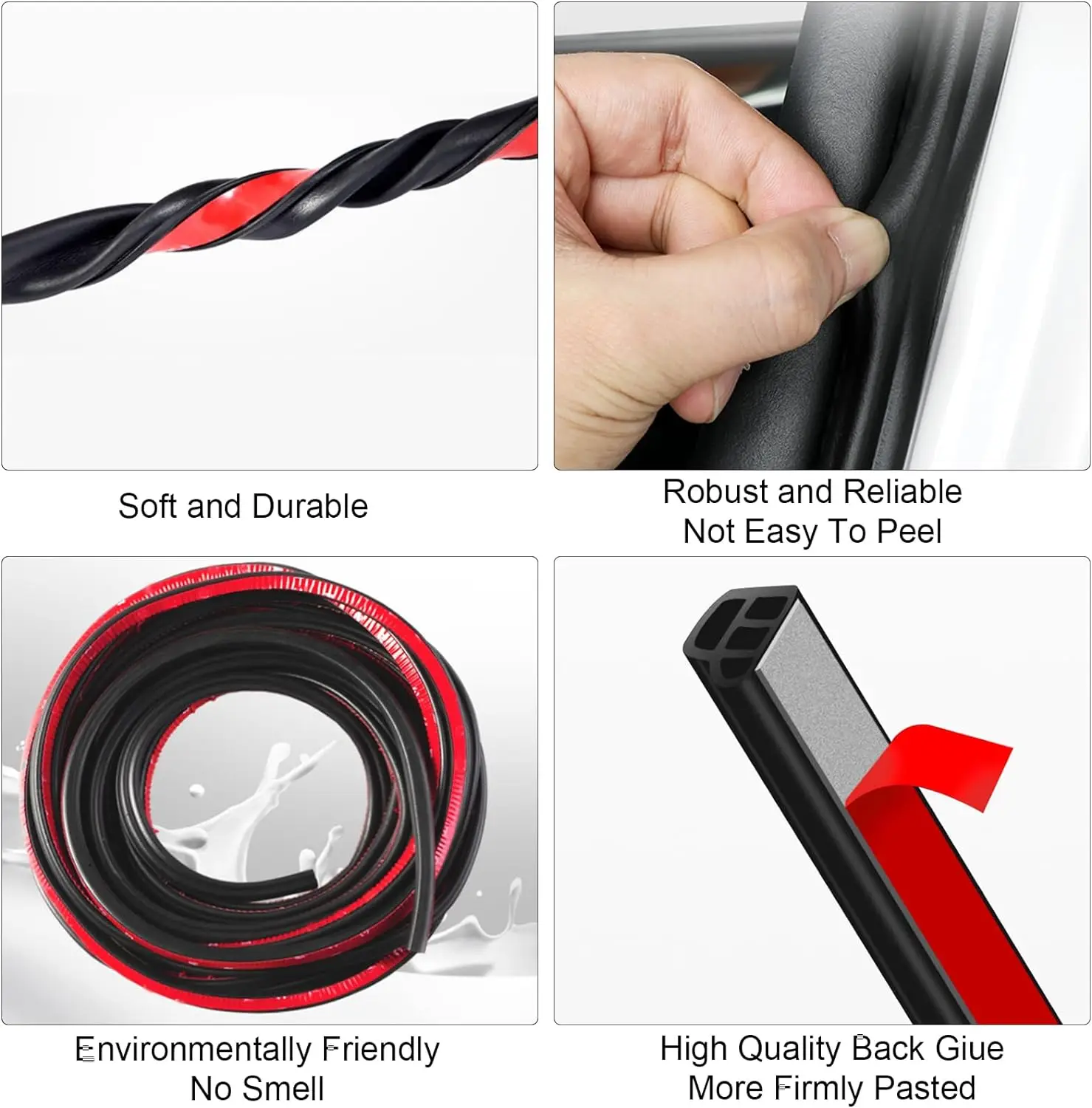 For Tesla Model 3 Y S X Car Door Rubber Weatherproof Sealing Strip Kit, Front Luggage Lid Strip Door Sealing Soundproofing Kit