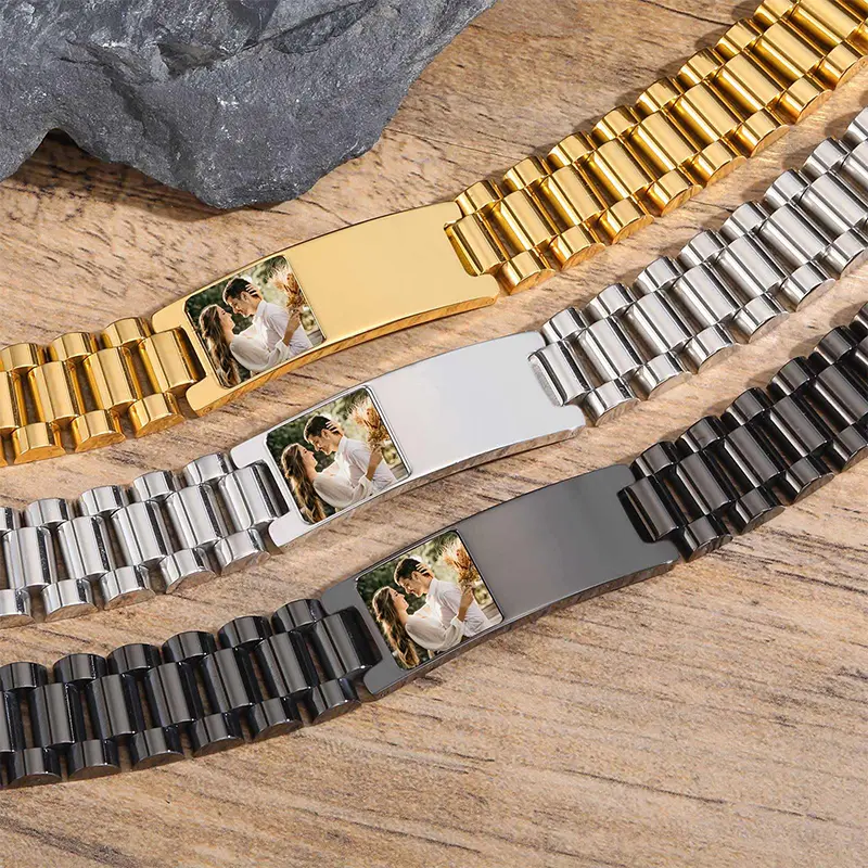 Man wearing the custom picture bracelet watch