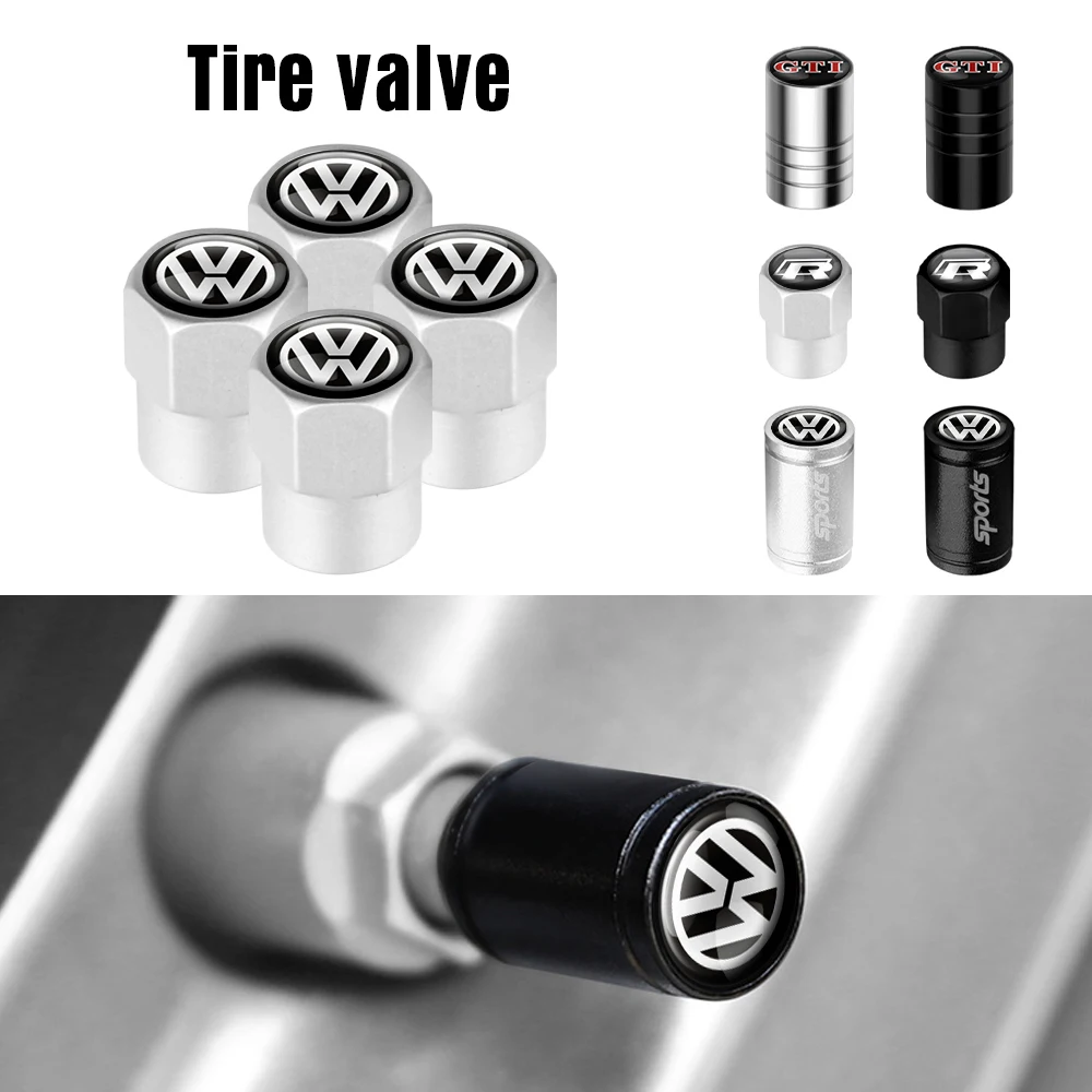 4Pcs Car Metal Wheel Tire Air Valve Dust Caps Accessories For Volkswagen VW Golf Polo Tiguan Jetta Touran Passat Bora GTI R Line