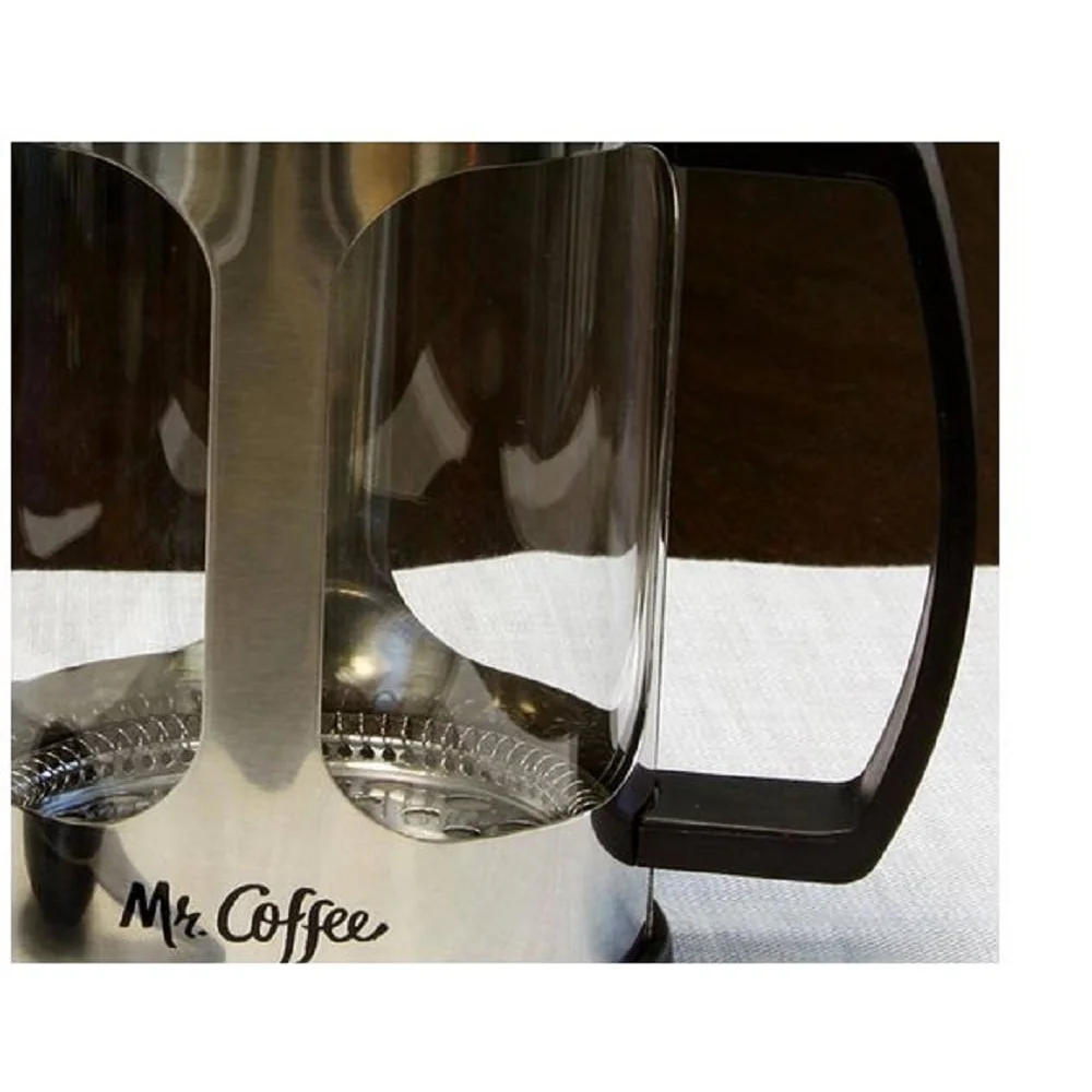 Kaffeepresse aus Edelstahl, 38 Unzen, spülmaschinenfester Glaskaraffe, Polypropylengriff, leicht zu reinigen, ideales Küchenzubehör