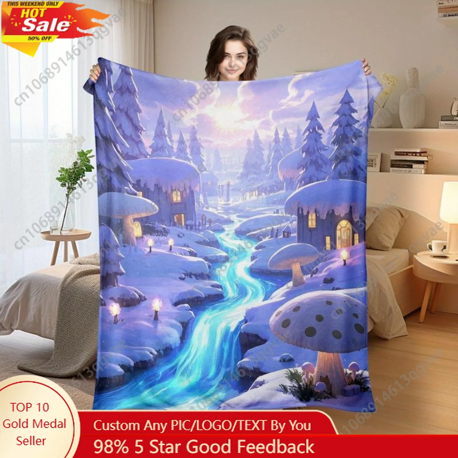 

Winter Forest Wall Tapestry Featuring Snow Scenery Flowing River and Tranquil Landscape Designed for Warm Home Custom Decoration